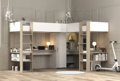 Parisot Eck-Hochbett ALEX braun/ weiß