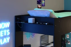 Parisot Gaming-Hochbett mit LED Beleuchtung schwarz