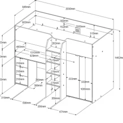 Parisot Hochbett TOM 1 weiß / braun