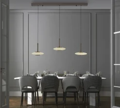 Paul Neuhaus LED Balkenpendel PURE VITRUM 3-flg braun