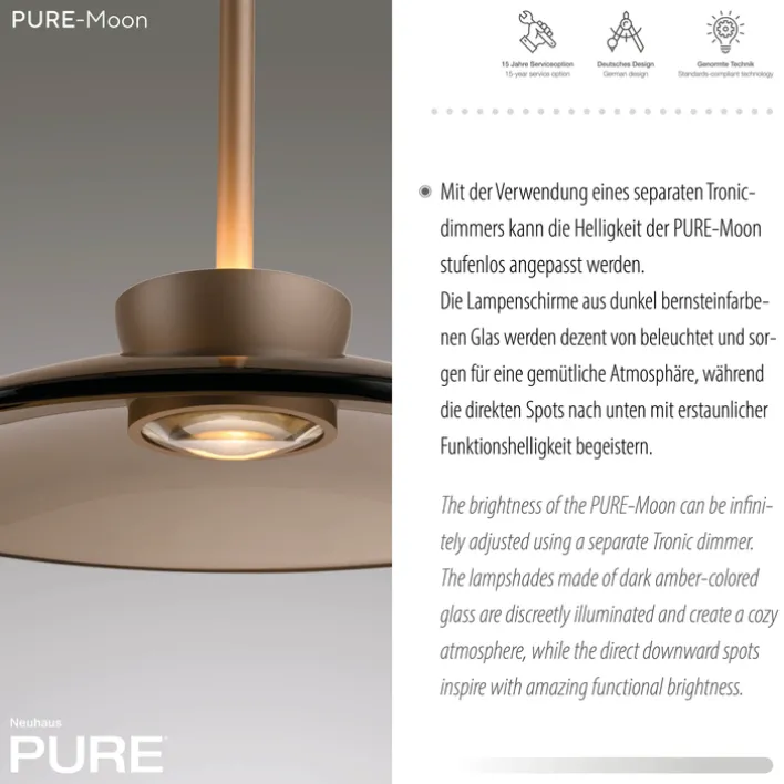 Paul Neuhaus LED Balkenpendel PURE MOON 3-flg bronze