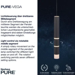 Paul Neuhaus LED Balkenpendel PURE-VEGA 120 cm schwarz