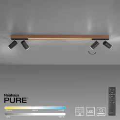 Paul Neuhaus LED Deckenlampe PURE-LINES 5-flg braun