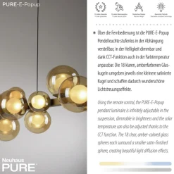 Paul Neuhaus LED Pendelleuchte E-POPUP 120 cm messingfarbig/braun