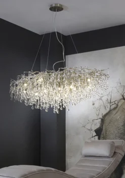 Paul Neuhaus Retrofit Kronleuchter ICICLE 150 x 75 cm stahlfarbig