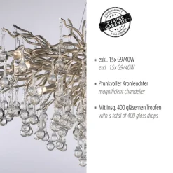 Paul Neuhaus Retrofit Kronleuchter ICICLE 150 x 75 cm stahlfarbig