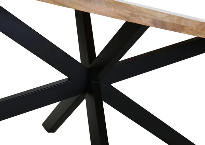 PHILL HILL Esstisch LEWIS 220 x 100 x 77 cm Mango massiv/schwarz