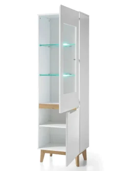 PHILL HILL Vitrine RIBE 59 x 193 x 40 cm Nachbildung weiß/Absetzung braun
