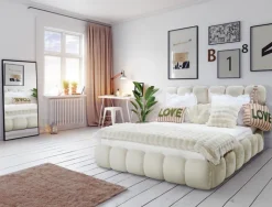 Polsterbett BALOON 180 x 200 cm weiß