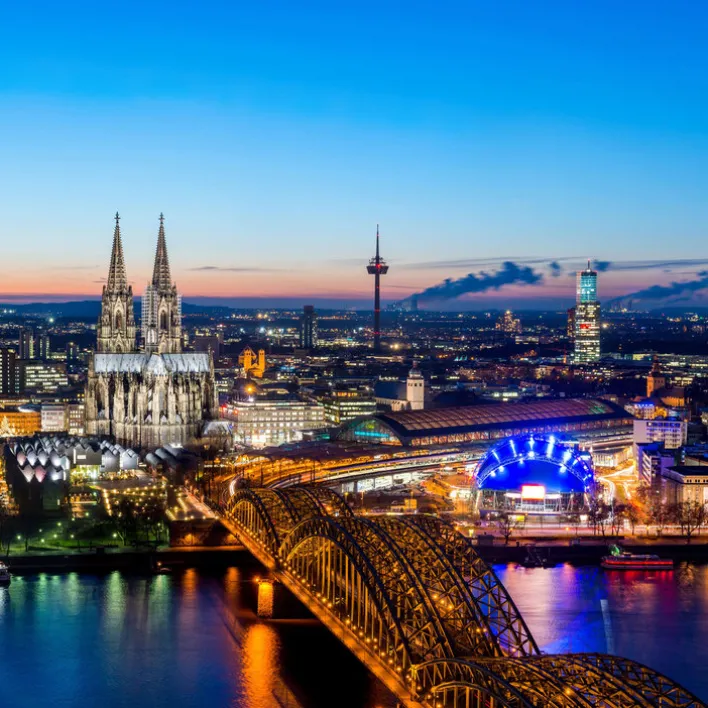 PRO ART Glas Art Bild KÖLN BEI NACHT 50 x 50 cm Floatglas