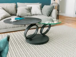 Puro Couchtisch EOLIA 130x75 cm Titan / Klarglas