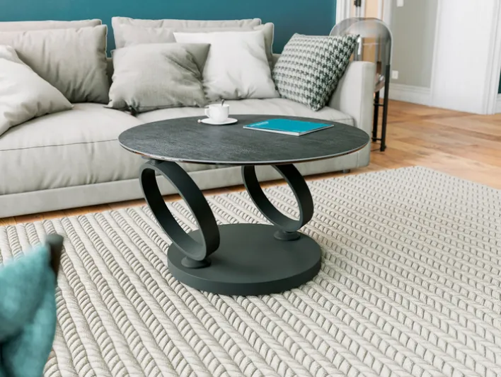 Puro Couchtisch EOLIA 130x75 cm Titan / Klarglas