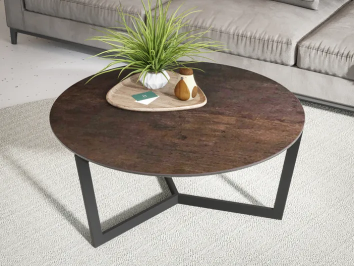 Puro Couchtisch TAMARA LAQUE 90 cm rostbraun