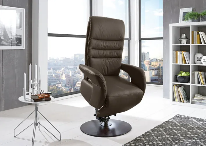 PURO Fernsehsessel CERGY S1-V1 Motor /Lederbezug mocca