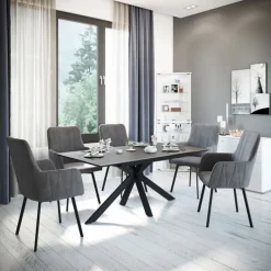 Quartier Armlehnstuhl LAURI 2er Set 57 x 60 x 89 cm Grau/Schwarz