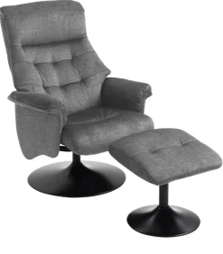 Relaxsessel mit Hocker IDA grau-charcoal