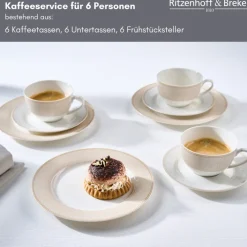 Ritzenhoff & Breker Kaffeeservice GEO 18-teilig Porzellan beige