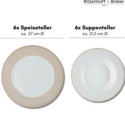 Ritzenhoff & Breker Tafelservice GEO 12-teilig Porzellan beige