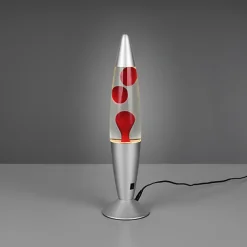 RL Lavalampe VESUV, Metall/Glas/Wachs, Höhe 42 cm Alu-/Nickelfarbig/Rot/Transparent