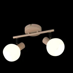 RL LED Deckenlampe mit 2 Spots BOBA, Metall/Glas, 25 x 18,5 x 10 cm Beige/Weiß