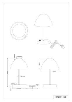RL LED Tischlampe QUEEN 24 cm Glas/Metall nickelfarbig