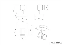 RL LED Wandleuchte mit Spot ROUBAIX nickelfarbig