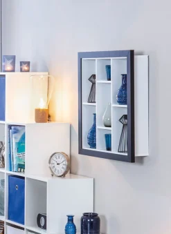 Sammlervitrine LENNY 66,5x66,5x13,7 cm Schwarz/Weiß