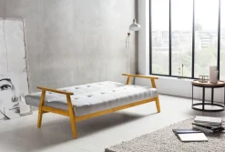 Schlafsofa hellgrau Webstoff