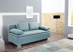 Schlafsofa PAUL 85 x 202 cm Stoffbezug türkis