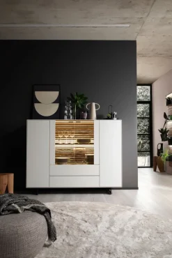 SCHÖNER WOHNEN-Kollektion Highboard YONNA 165 x 119 cm Birke weiß