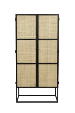 Schrank JOANNA 70 x 145 cm Rattangeflecht/schwarz