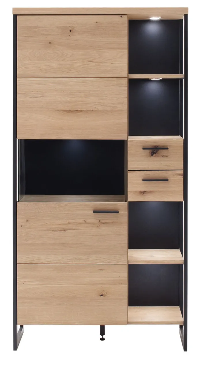 Schrankvitrine LANTANA 95 cm Balkeneiche Bianco /anthrazit