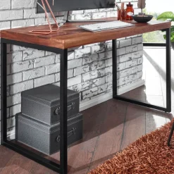 Schreibtisch 117 x 77 cm Braun Schwarz