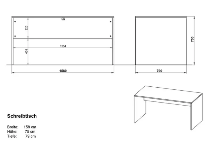 Schreibtisch ANCONA 158 x 79 cm Graphit/ Navarra Eiche