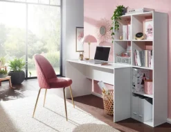 Schreibtisch mit Regal 170 x 144 cm Weiß