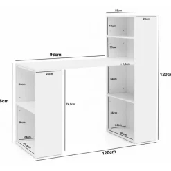 Schreibtisch mit Regal 120 x 120 cm weiss