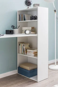 Schreibtisch mit Regal 120 x 120 cm weiss