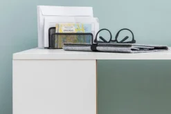 Schreibtisch mit Regal 120 x 120 cm weiss