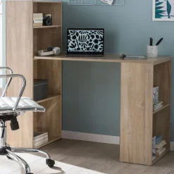 Schreibtisch mit Regal 120 x 120 cm Eiche Sonoma