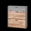 Schuhkommode SERATA 85 x 99 cm hellgrau/Nox Oak Dekor