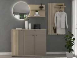 Schuhschrank 133 x 103 cm Basalt supermatt/Riva-Eiche-Dekor