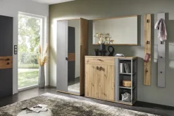 Schuhschrank FINA 120 x 103 cm Eiche-Artisan-Dekor braun/Basalt-grau-Dekor