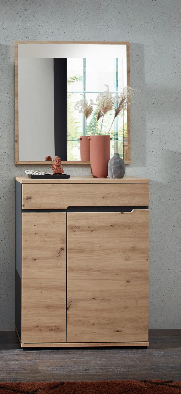 Schuhschrank SEDEO 80 x 106 cm Artisan Eiche naturfarbig