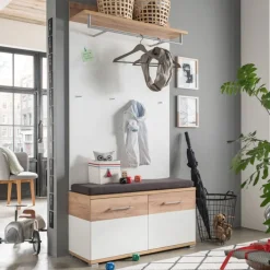 Schuhschrank THEO 96 x 51 cm Weiß/ Navarra Eiche NB