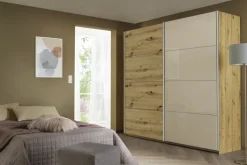 Schwebetürenschrank CAMBRIDGE 210 x 226 x 62 cm Artisan Eiche/ Glas Champagner