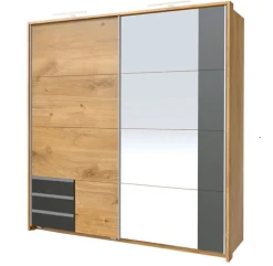 Schwebetürenschrank EMDEN 180 x 198 cm braun/ grau