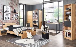 Schwebetürenschrank EMDEN 180 x 198 cm braun/ grau