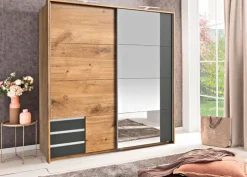 Schwebetürenschrank EMDEN 180 x 198 cm braun/ grau