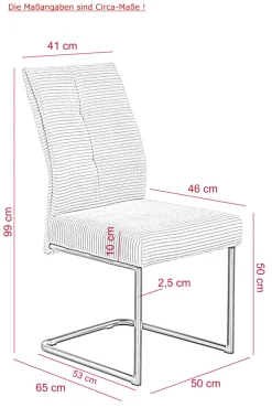 Schwingstuhl DAGMAR 2er Set Cordstoff anthrazit