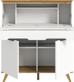 Sekretär SCANDI 110x118 cm Weiß Braun Nox Oak Nachbildung